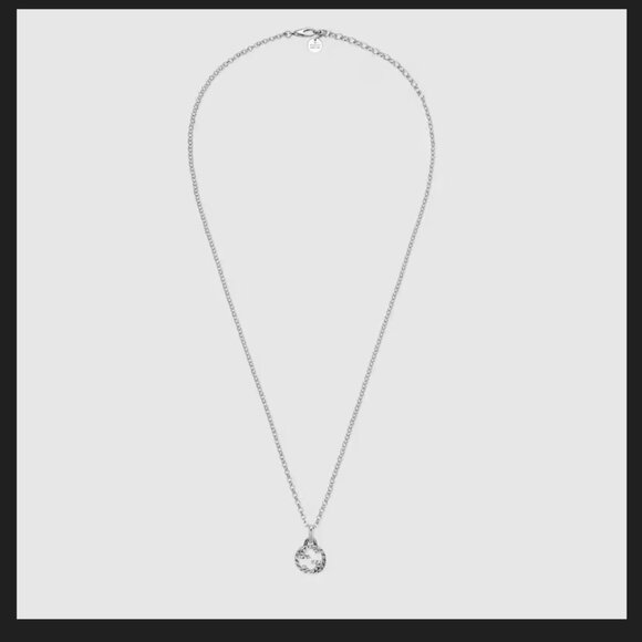 GUCCI Interlocking G Pendant Chain Necklace in Aged Silver—20” | MSRP $499 - Picture 6 of 8